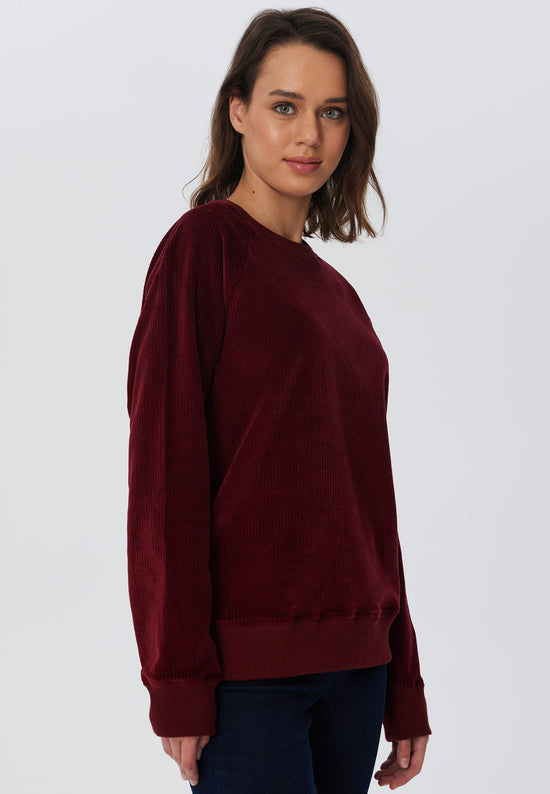 Leela Cotton 1278-030 | Damen Cord Sweatshirt - Bordeaux Neuheiten