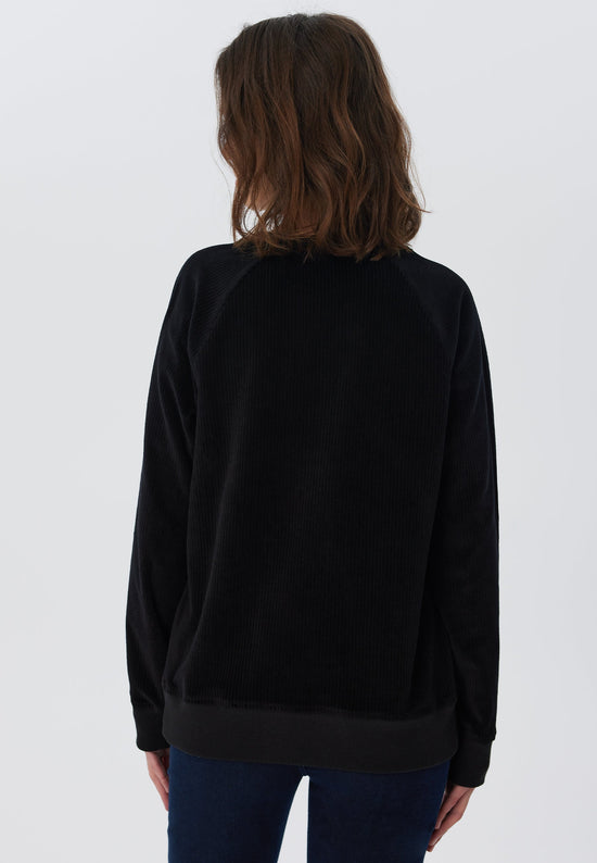 Leela Cotton 1278-021 | Damen Cord Sweatshirt - Schwarz Saisonale Angebote