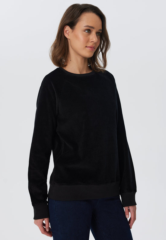 Leela Cotton 1278-021 | Damen Cord Sweatshirt - Schwarz Saisonale Angebote