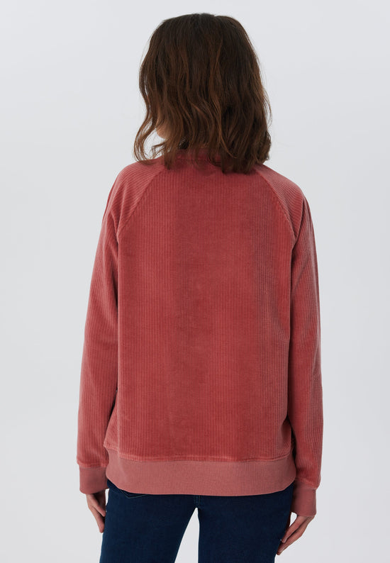 Leela Cotton 1278-072 | Damen Cord Sweatshirt - Dunkel Mauve Räumungsverkauf
