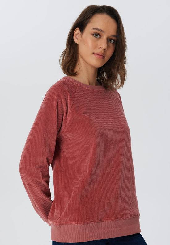 Leela Cotton 1278-072 | Damen Cord Sweatshirt - Dunkel Mauve Räumungsverkauf