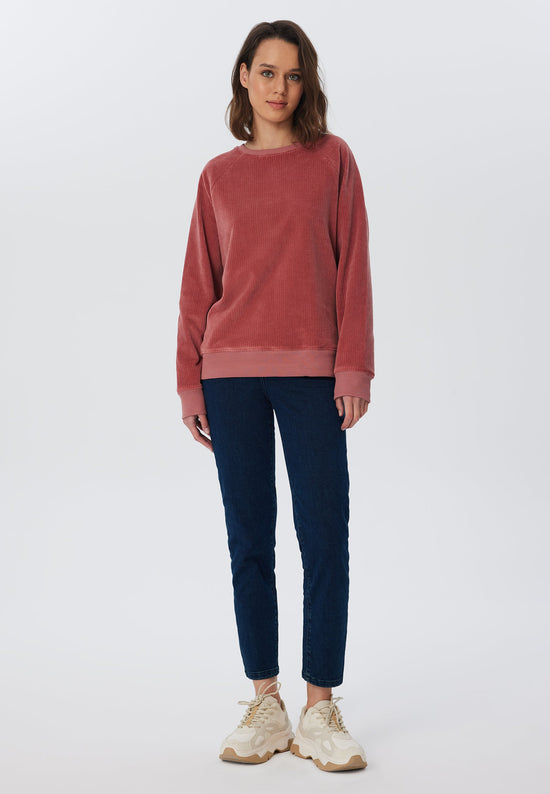 Leela Cotton 1278-072 | Damen Cord Sweatshirt - Dunkel Mauve Räumungsverkauf