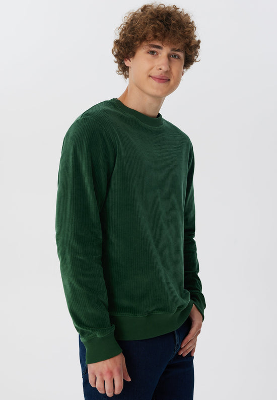 Leela Cotton 2232-067 | Herren Cord Sweatshirt - Tannennadel Kauf eins, bekomm eins gratis