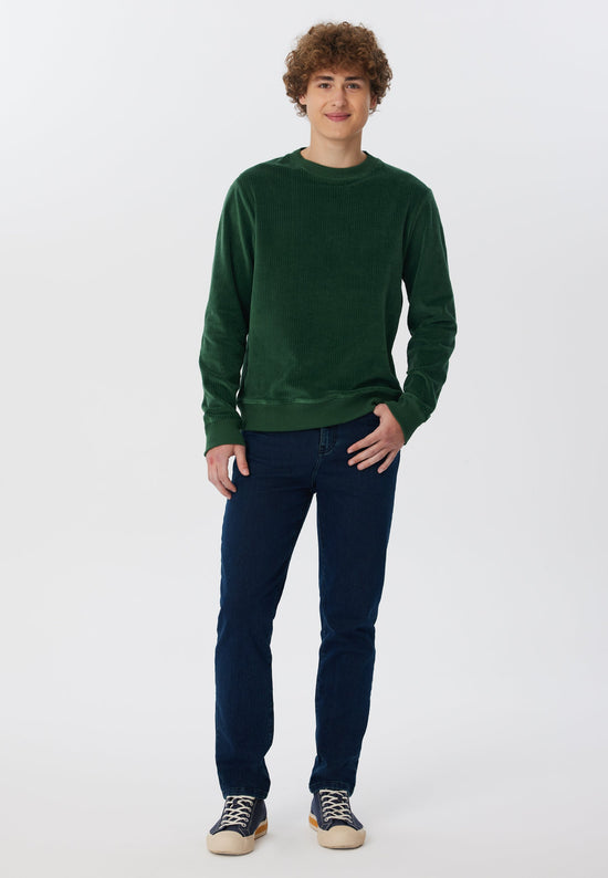 Leela Cotton 2232-067 | Herren Cord Sweatshirt - Tannennadel Kauf eins, bekomm eins gratis
