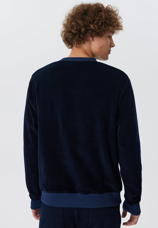 Leela Cotton 2232-045 | Herren Cord Sweatshirt - Nachtblau Tägliche Deals