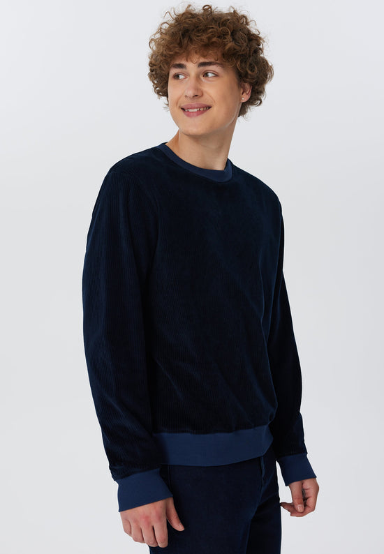 Leela Cotton 2232-045 | Herren Cord Sweatshirt - Nachtblau Tägliche Deals