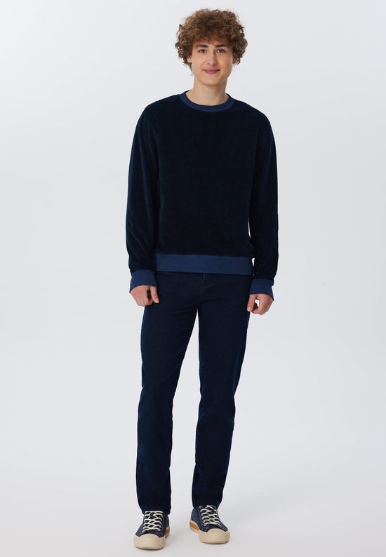 Leela Cotton 2232-045 | Herren Cord Sweatshirt - Nachtblau Tägliche Deals