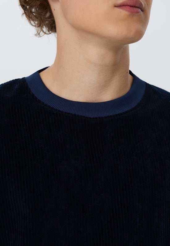 Leela Cotton 2232-045 | Herren Cord Sweatshirt - Nachtblau Tägliche Deals
