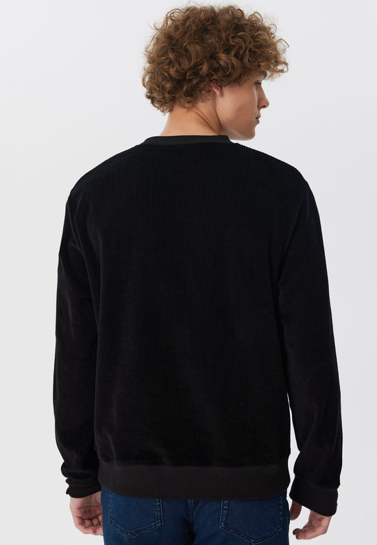 Leela Cotton 2232-021 | Herren Cord Sweatshirt - Schwarz Sonderangebote