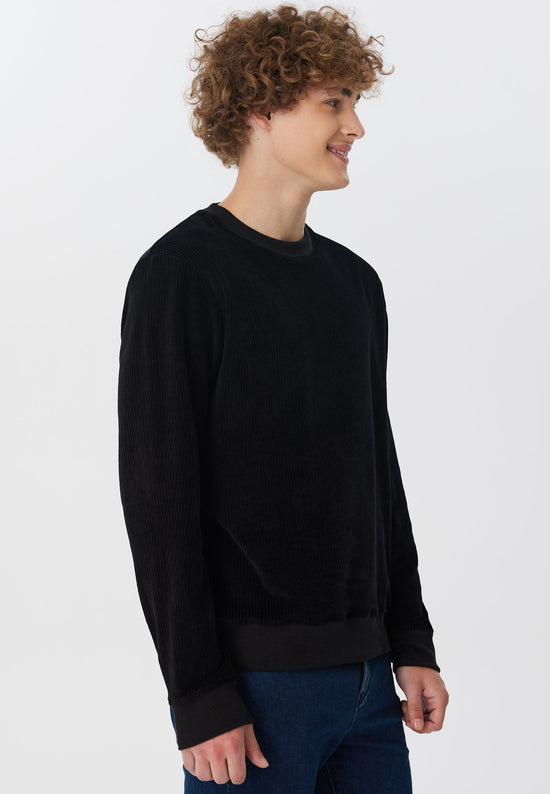 Leela Cotton 2232-021 | Herren Cord Sweatshirt - Schwarz Sonderangebote