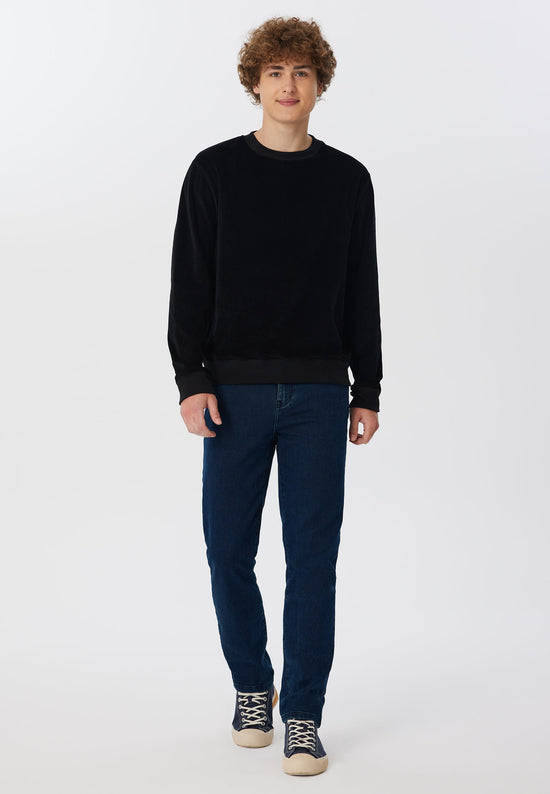 Leela Cotton 2232-021 | Herren Cord Sweatshirt - Schwarz Sonderangebote