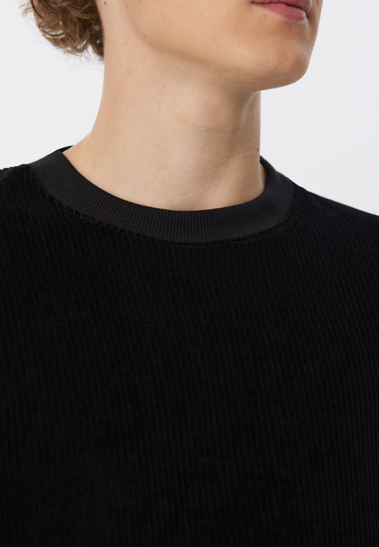 Leela Cotton 2232-021 | Herren Cord Sweatshirt - Schwarz Sonderangebote