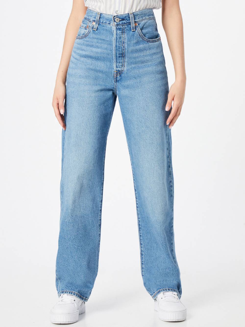 LEVI'S ® Regular Jeans 'Ribcage Straight Ankle Jeans' in Blue Denim VIP-Rabatte