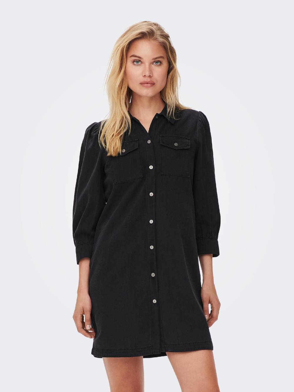 ONLY Shirt Dress 'ONLFELICA' in Black Denim Auslauf