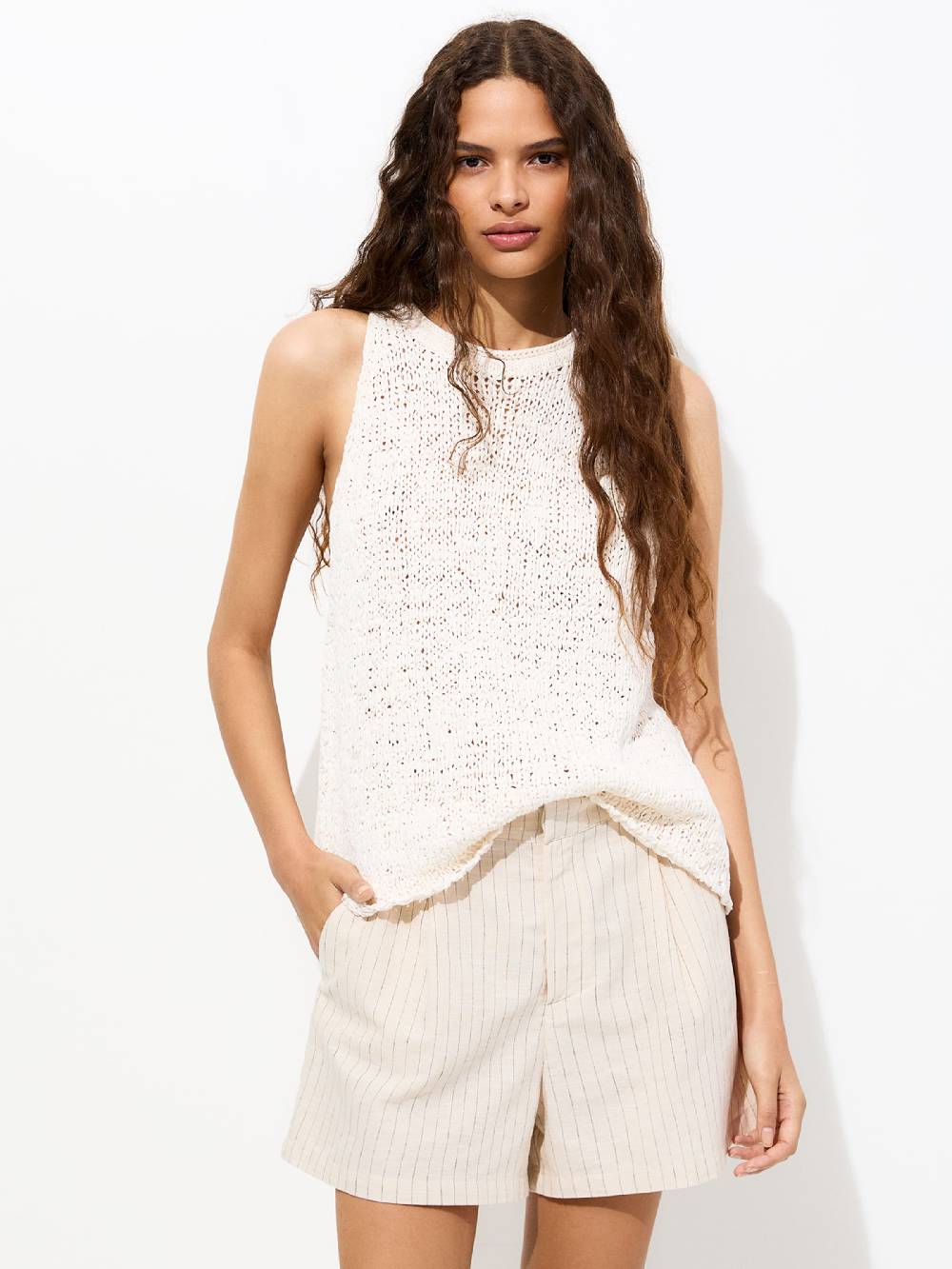 Pull&Bear Knitted Top in Light Beige Versandkostenfrei