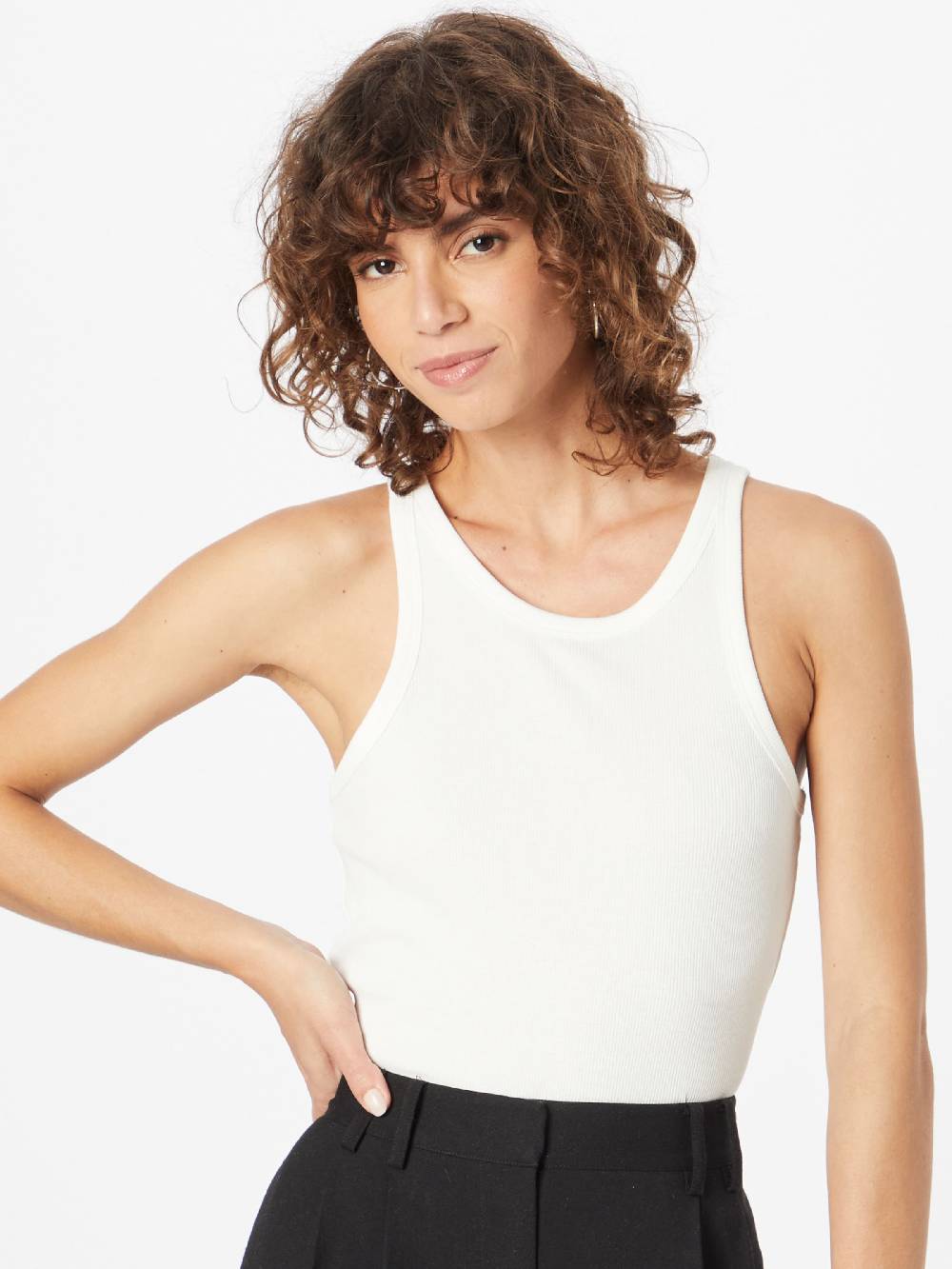 ONLY Top 'Lindsay' in Pastel Green, White Begrenztes Angebot