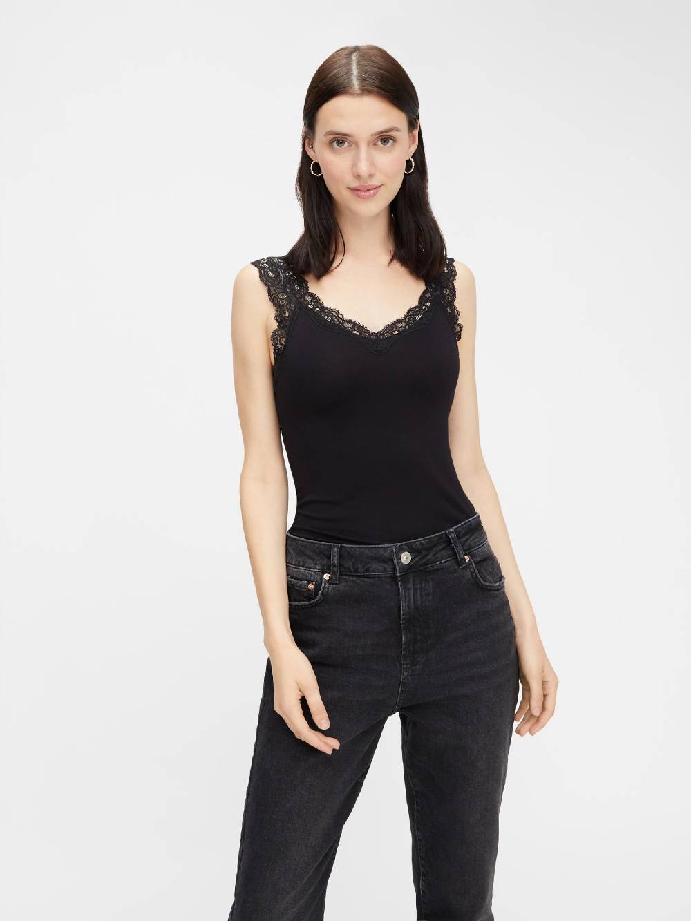 PIECES Top 'Barbera' in Black Online Shopping