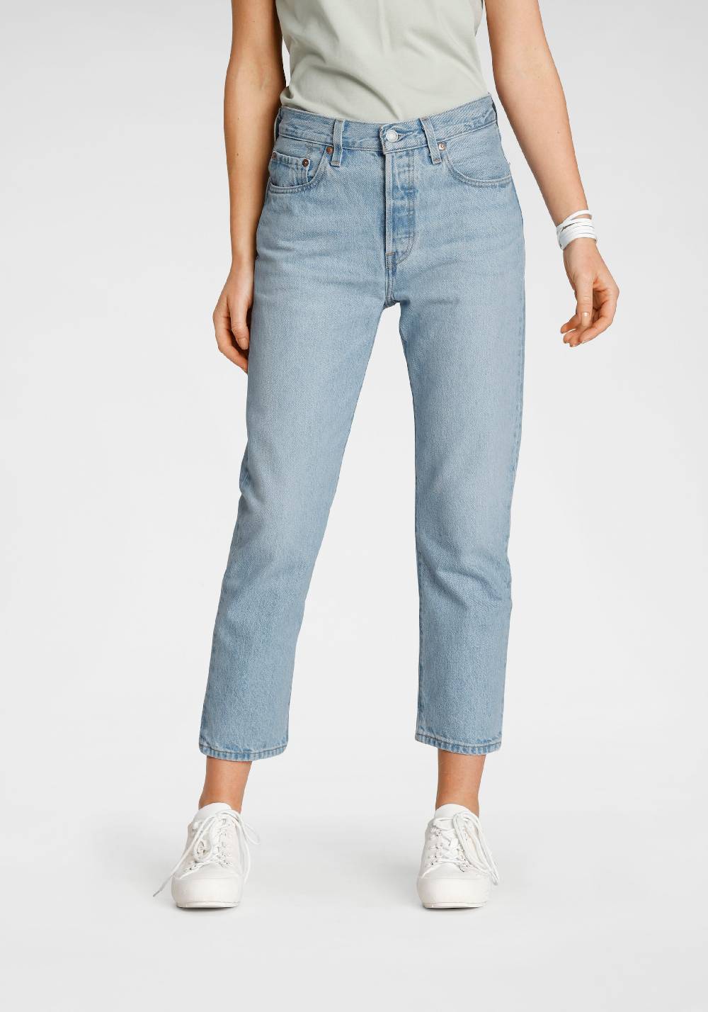 LEVI'S ® Regular Jeans '501 Crop' in Blue Denim Valentinstagsangebot