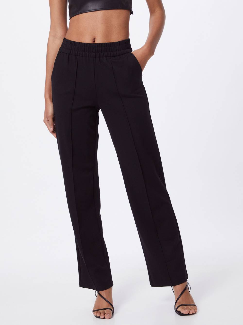 ONLY Wide leg Pleated Pants 'ONLPoptrash' in Black Kostenlose Rückgabe