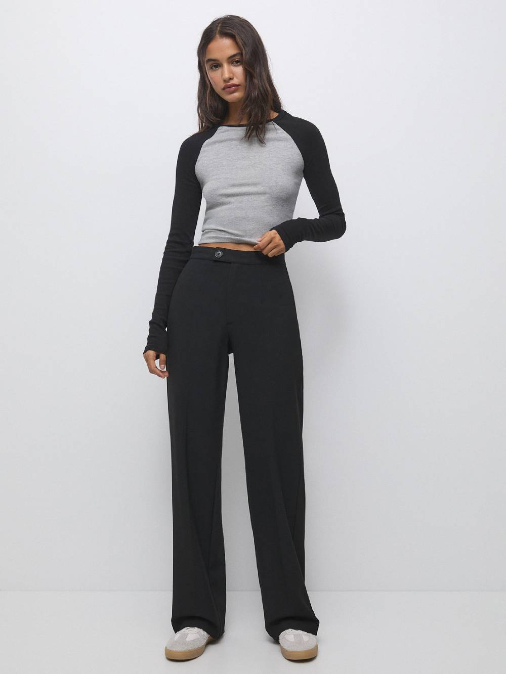 Pull&Bear Wide leg Pants in Black Super Rabatt