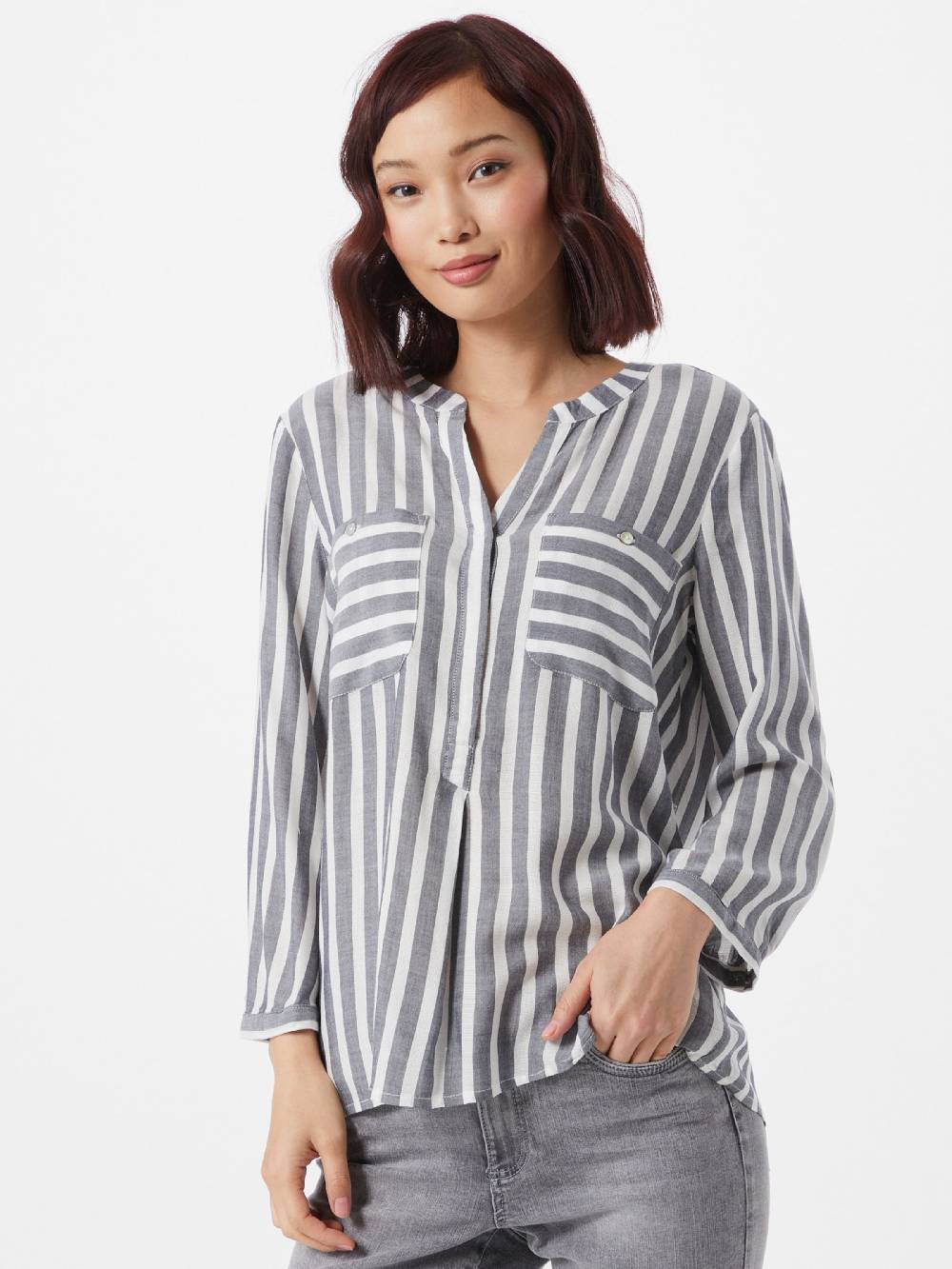 TOM TAILOR Blouse in Navy, White Cyber Monday