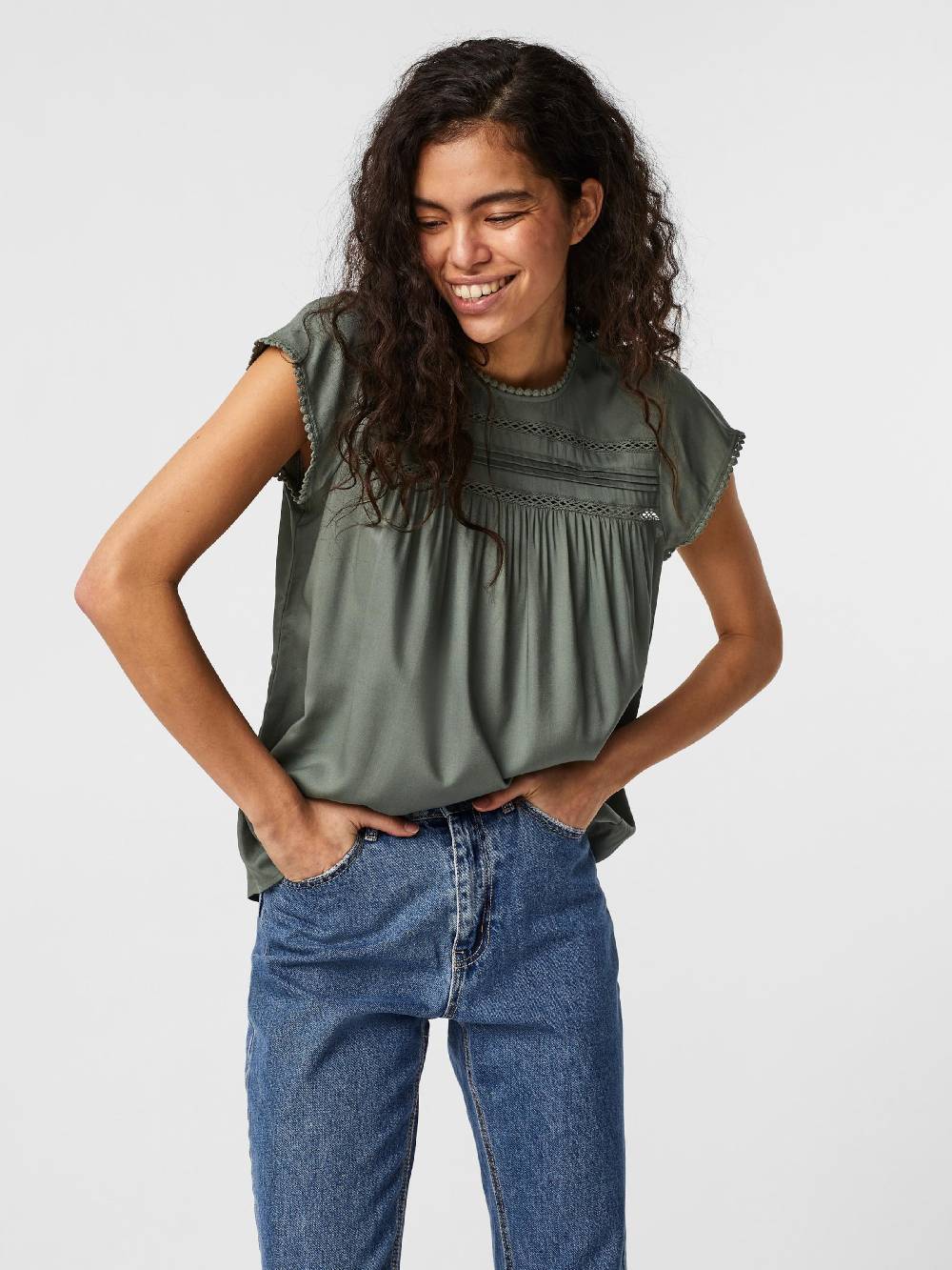 VERO MODA Blouse 'VMDebbie' in Green Osterangebot