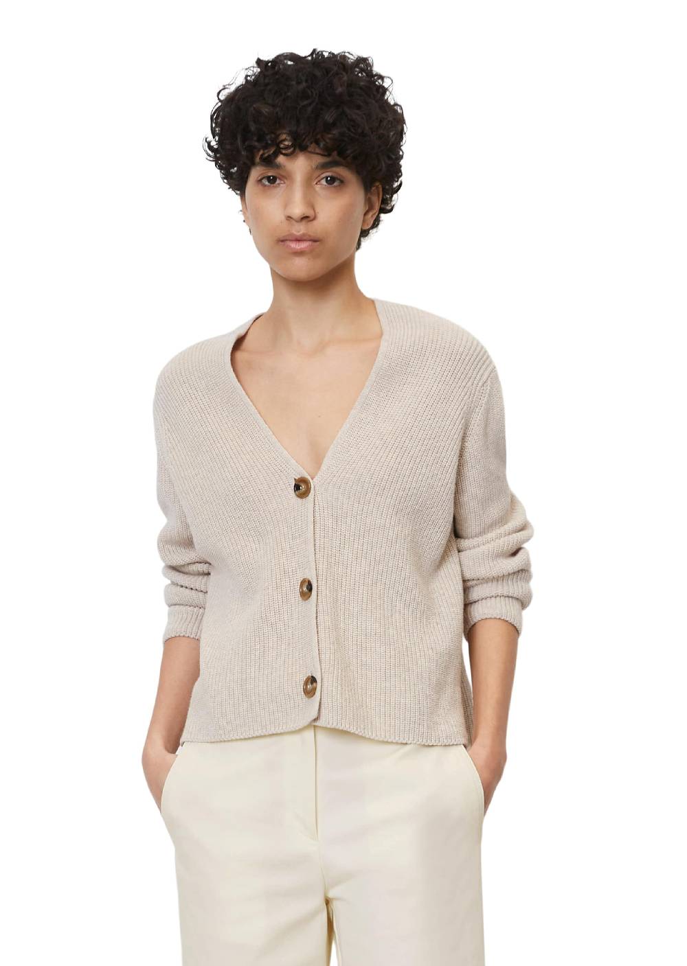 Marc O'Polo Knit Cardigan in Cream Fabrikverkauf