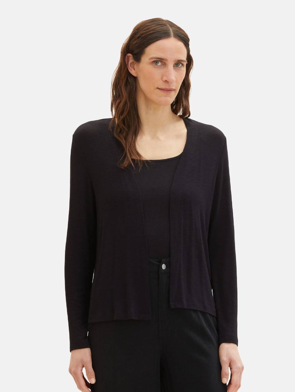 TOM TAILOR Knit Cardigan in Black Fabrikpreis