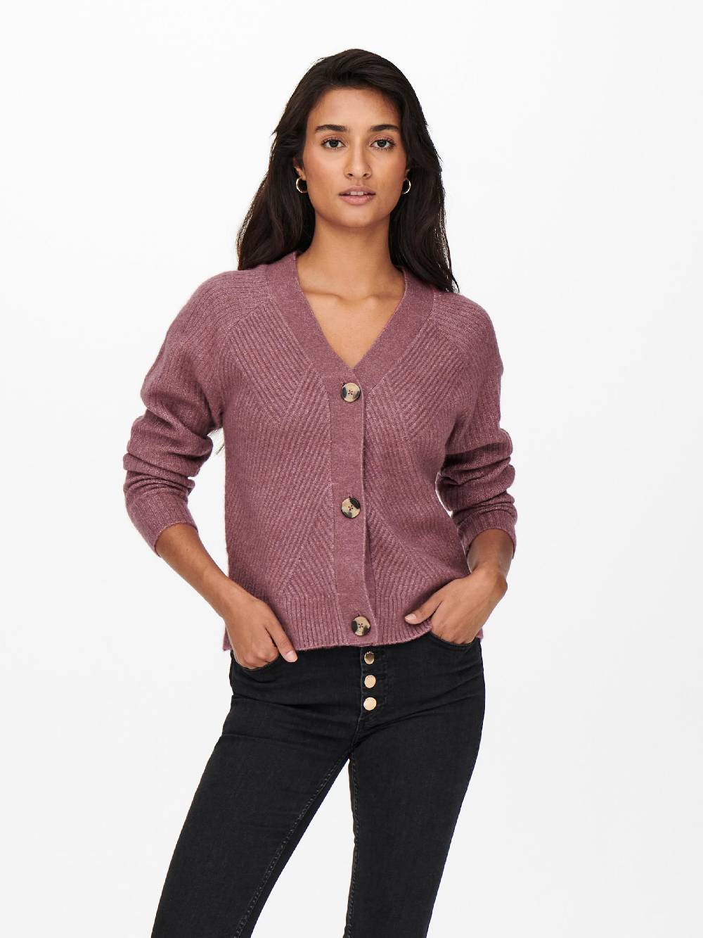 ONLY Knit Cardigan 'ONLCarol' in Mottled Pink Sonderangebot