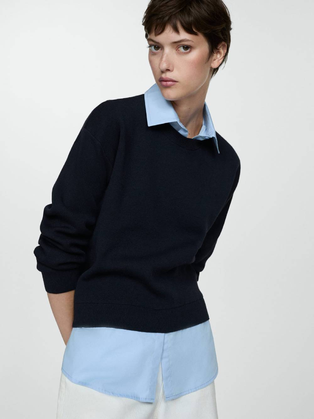 MANGO Sweater 'FEDE' in Navy, Light Blue Cyber Monday