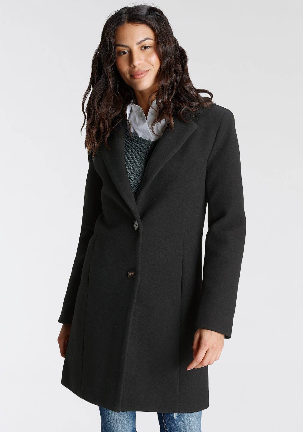 LAURA SCOTT Between-Seasons Coat in Black Clearance-Verkauf