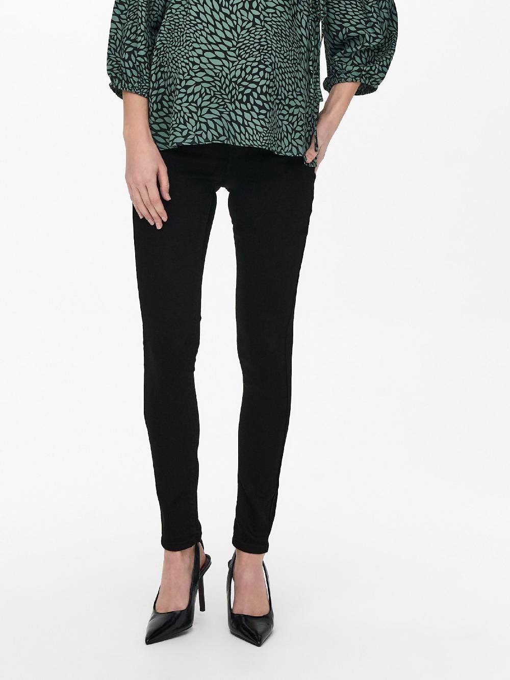 Only Maternity Skinny Jeggings 'OLMRAIN' in Black Denim Saisonale Angebote