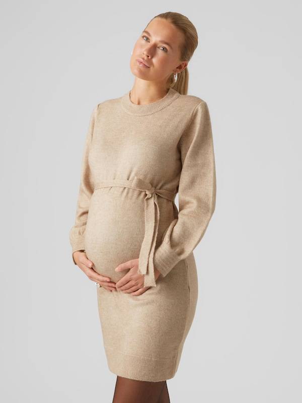 MAMALICIOUS Knitted dress 'New Anne' in Mottled Beige Zeitbegrenzte Promotion
