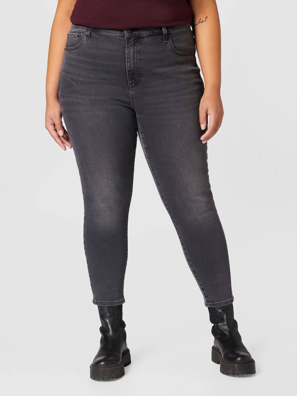 Levi's® Plus Skinny Jeans '721 PL Hi Rise Skinny' in Black Denim Begrenztes Angebot