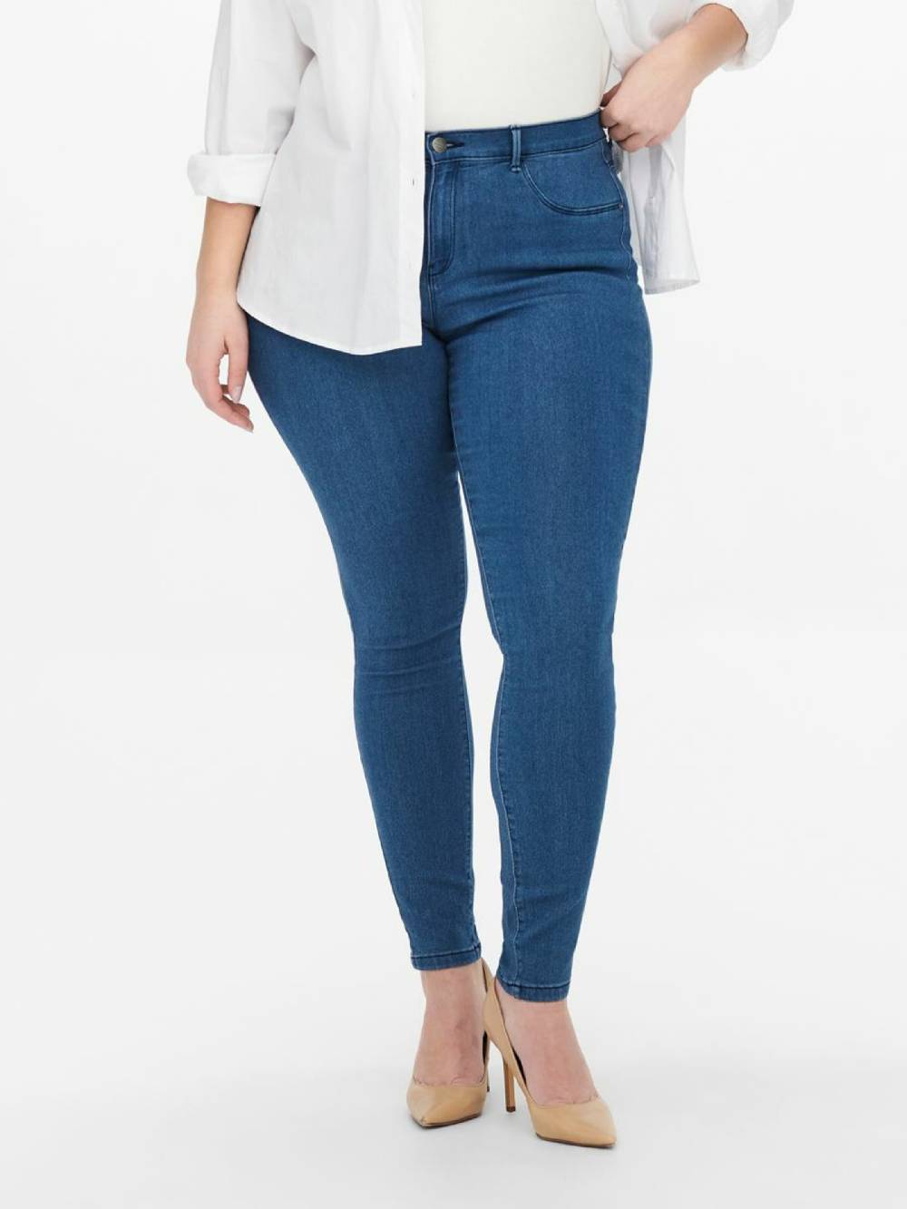 ONLY Carmakoma Skinny Jeans 'Thunder' in Blue Denim Exklusivangebot