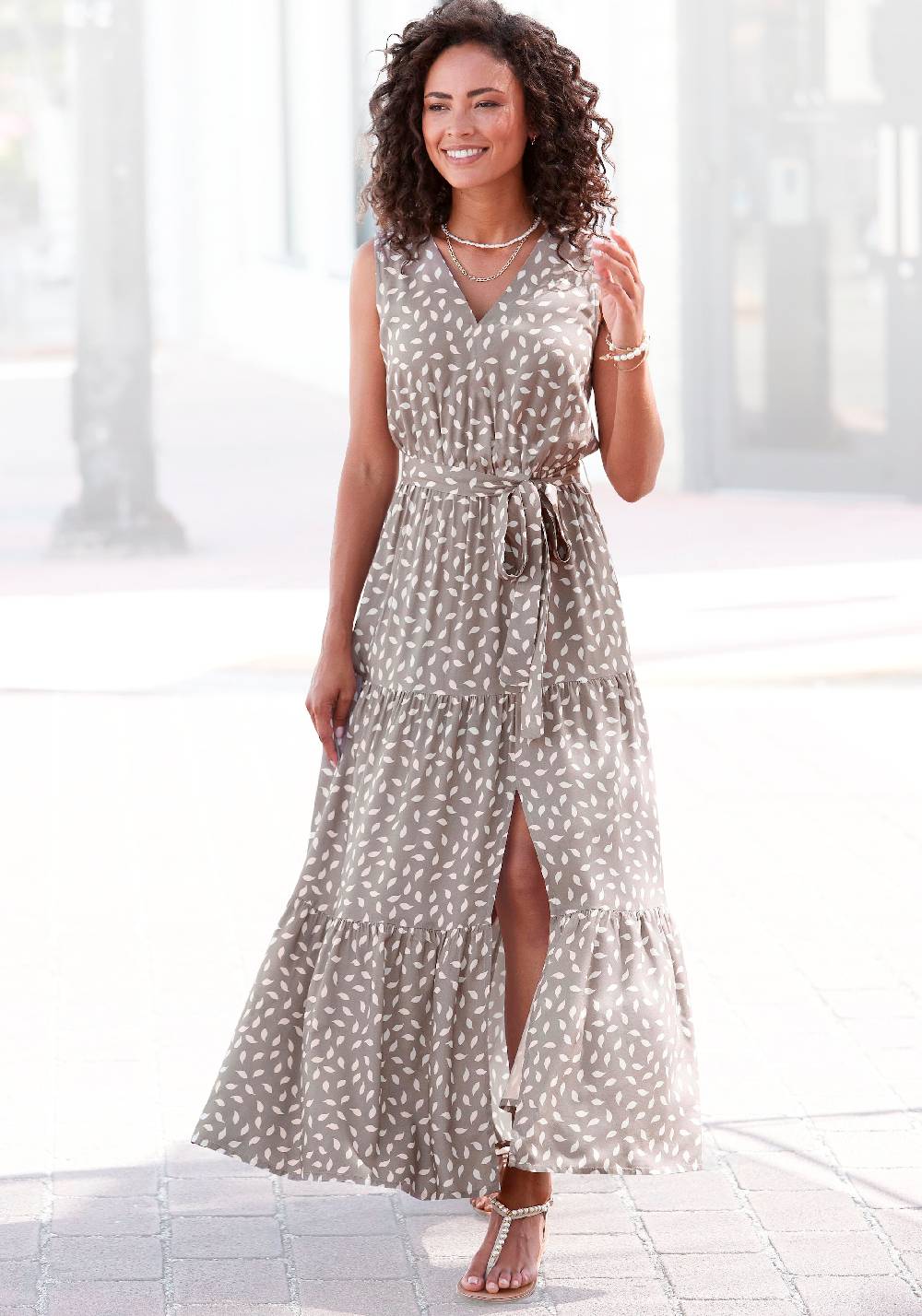 VIVANCE Summer Dress in Taupe Muttertagsangebot