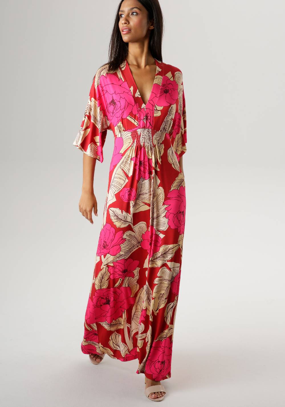 Aniston SELECTED Summer Dress in Dark Red Räumungsverkauf
