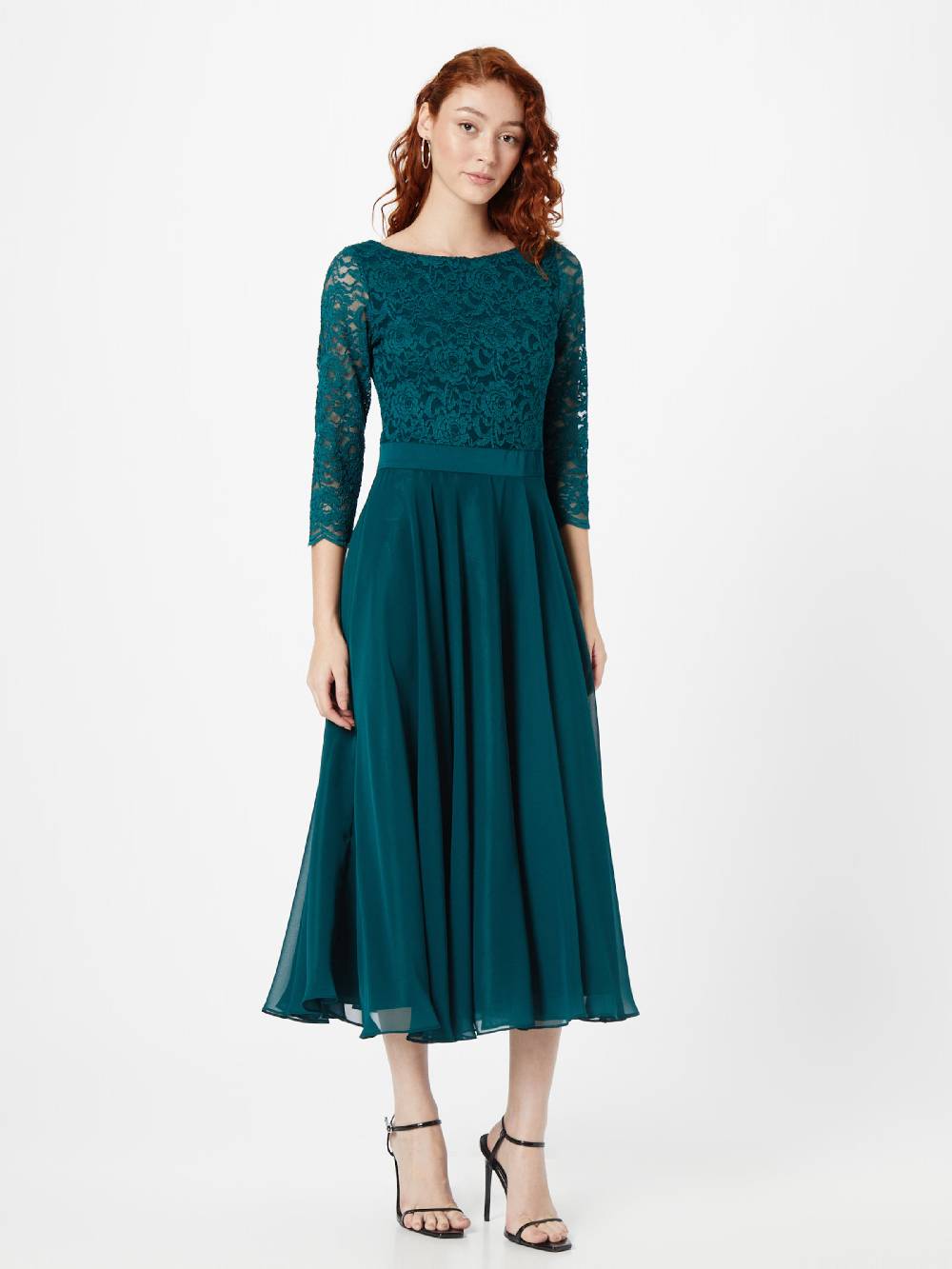 SWING Evening Dress in Dark Green Rabatt