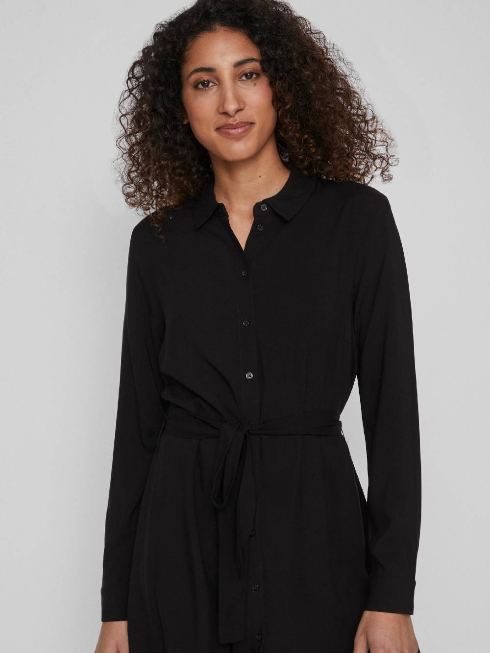 VILA Shirt Dress 'Paya' in Black Schlussverkauf