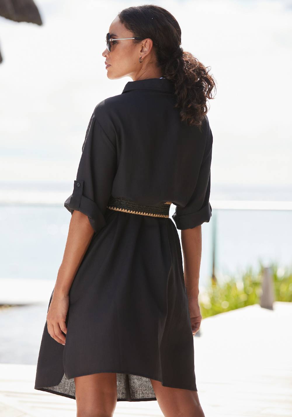 LASCANA Shirt Dress in Black Günstiger Verkauf