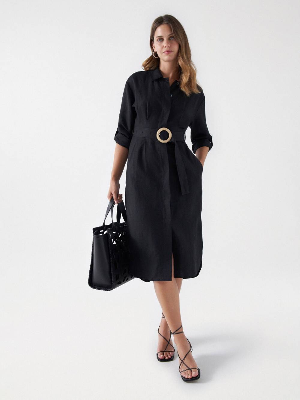 Salsa Jeans Shirt Dress in Black Kostenloser Versand