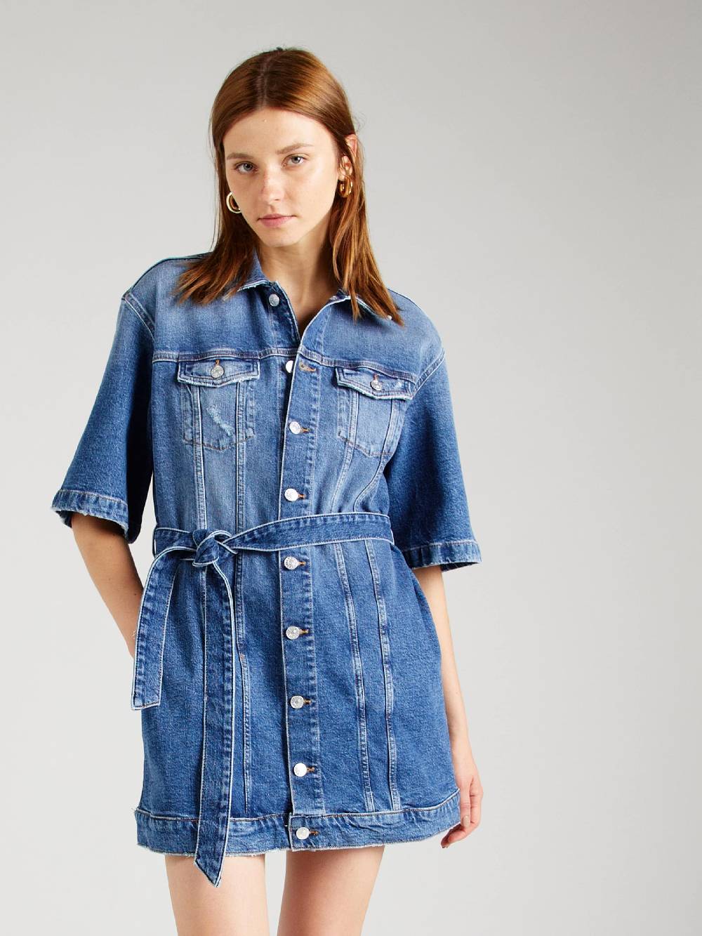 Tommy Jeans Shirt Dress in Blue Denim Letzte 2 Tage