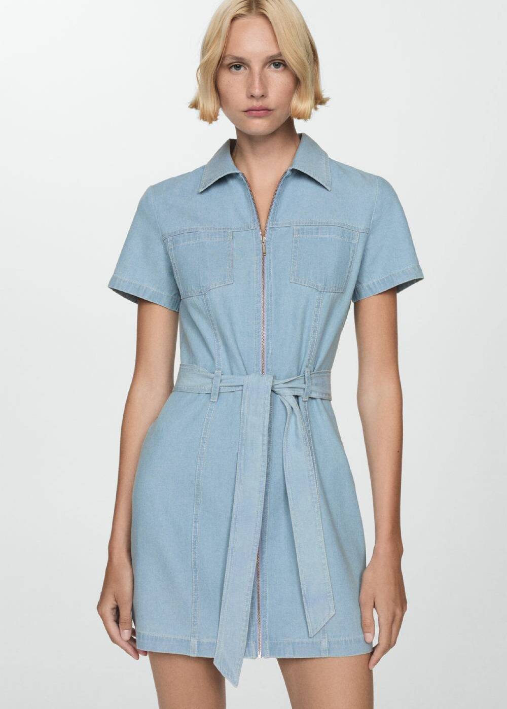 MANGO Shirt Dress 'lester-h' in Sky Blue Nur noch ein Tag übrig