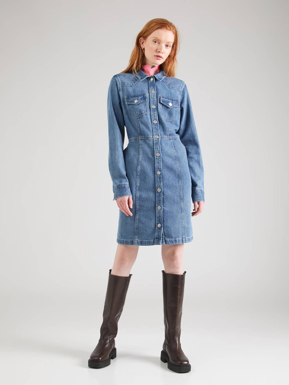 LEVI'S ® Shirt Dress 'Flynn Western' in Blue Denim 50% Rabatt mit kostenlosem Versand