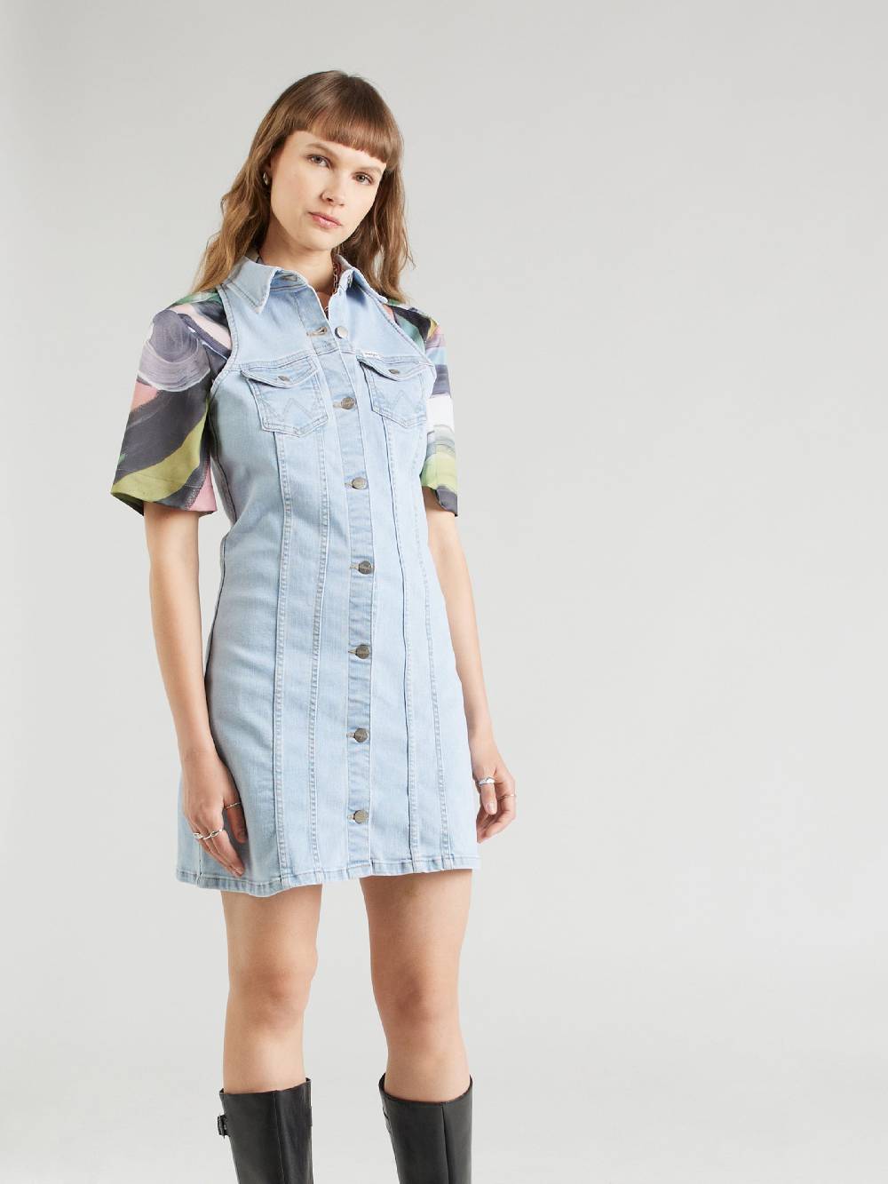 WRANGLER Shirt Dress 'SUNBLEACH' in Light Blue Kostenloser Versand international