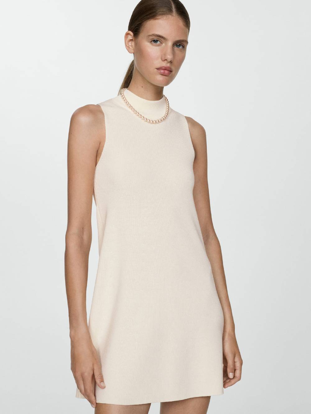 MANGO Knitted dress 'SESETE' in Ecru Großer Ausverkauf