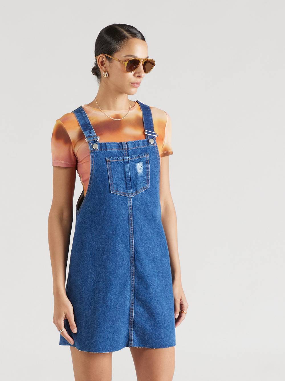 Trend Alaçatı Stili Overall Skirt in Blue Denim Tiefpreis