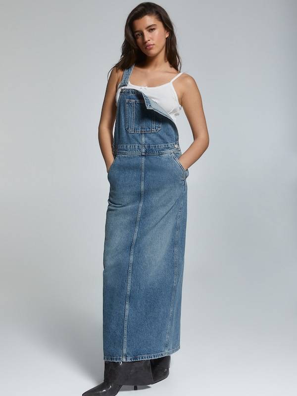 Pull&Bear Overall Skirt in Blue Denim Letzte 3 Tage
