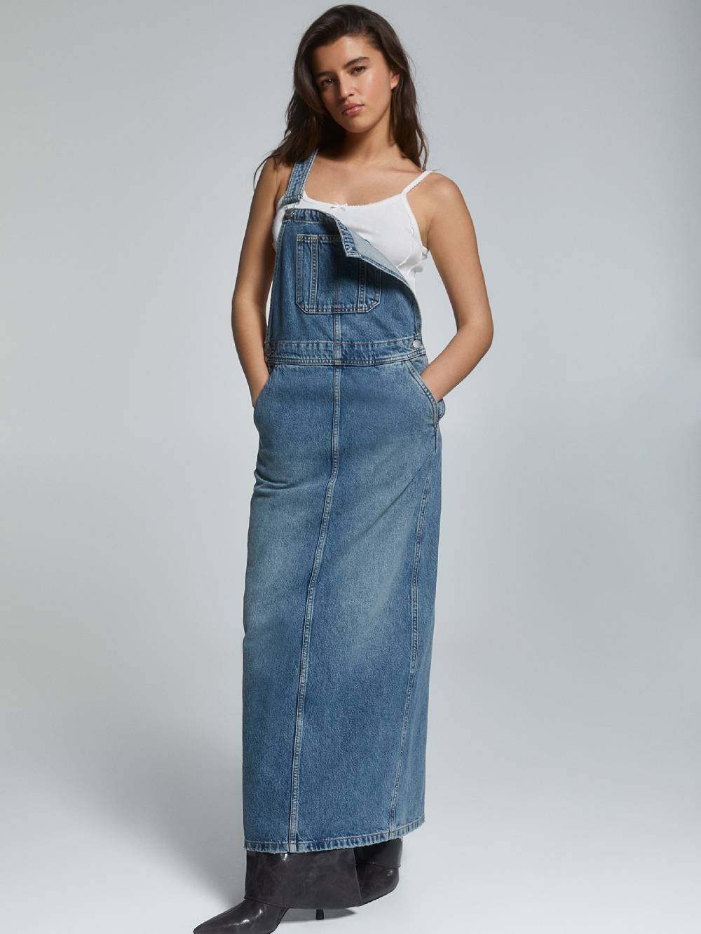 Pull&Bear Overall Skirt in Blue Denim Letzte 3 Tage