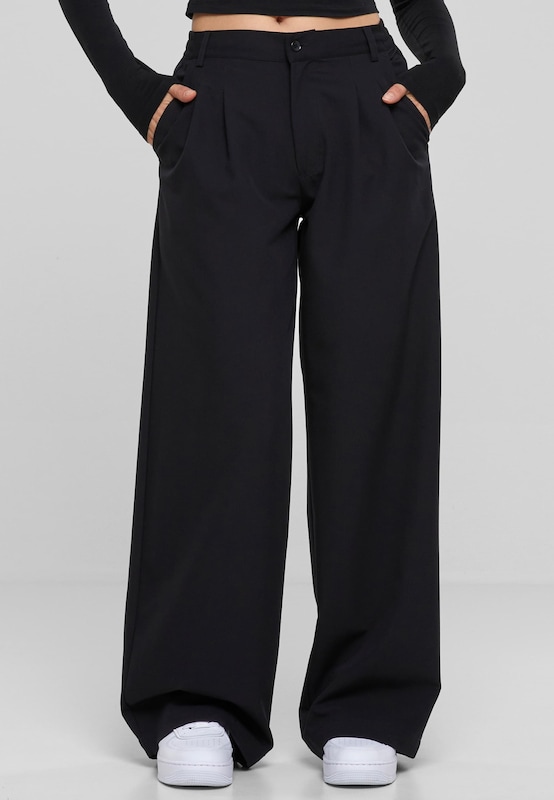 Urban Classics Wide leg Pants in Black Super Rabatt